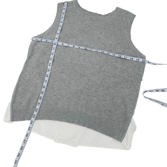 Banana Republic gray knit muscle top with white shirt tails size medium - Picture 3 of 7